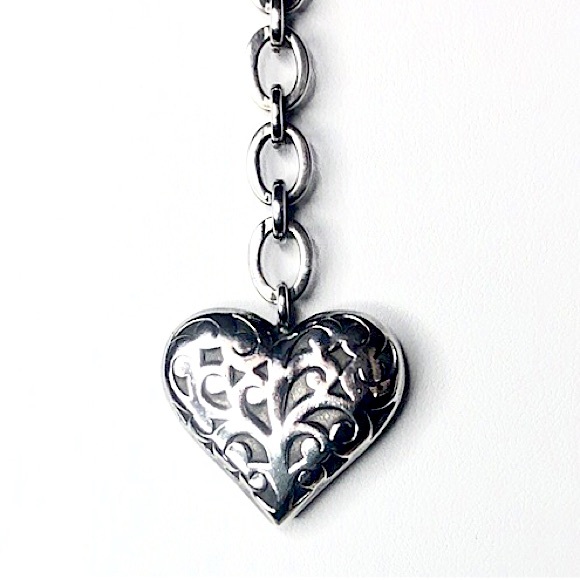 LOIS HILL Sterling Silver Cut Out Heart Pendant Multi-Strand Open Link Necklace - Picture 4 of 11
